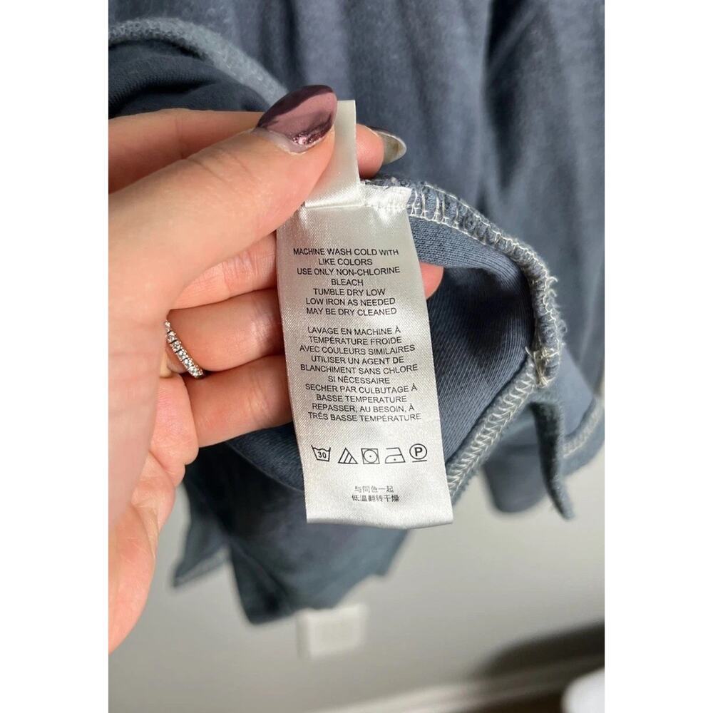 Free People Slate Blue Fleece Button-Up Shacket Size Medium Oversized Cozy Women - Picture 6 of 12